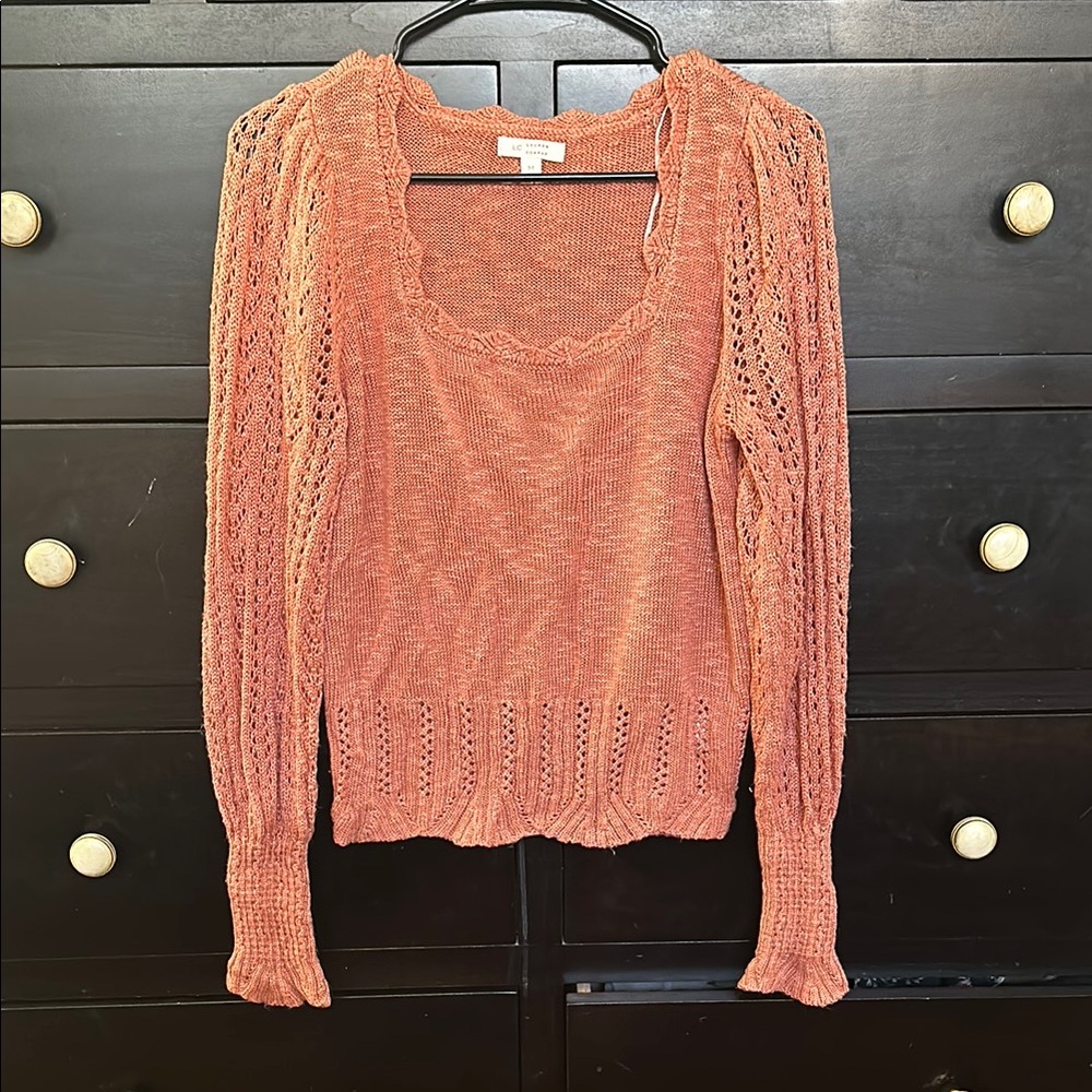 LC Lauren Conrad Sweater in Blue with Ribbed Knit